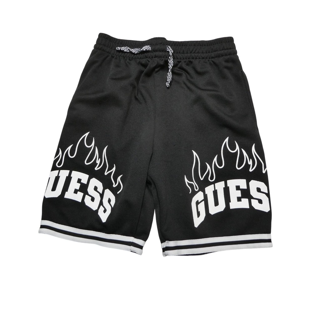 Guess Shorts Boys Large Black Flame Logo Jersey Athletic Basketball Gym